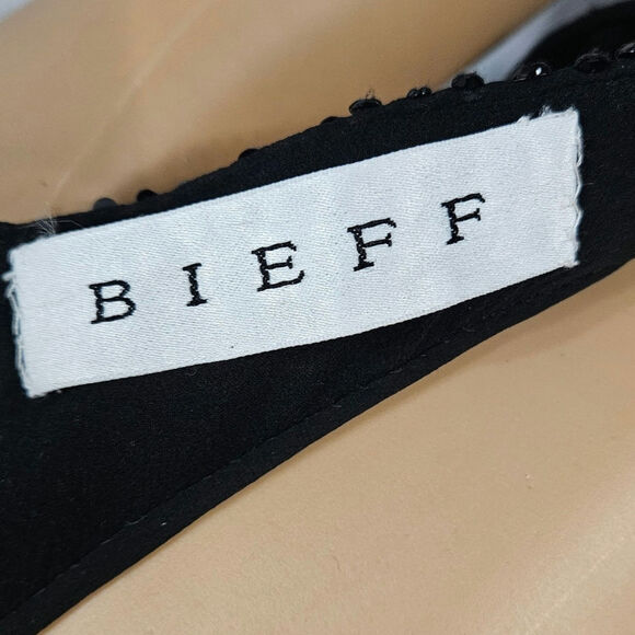 Black Sequin Crystal Beads Formal Halter Top Cropped 100% Silk Sleeveless SZ 10 - Picture 7 of 7